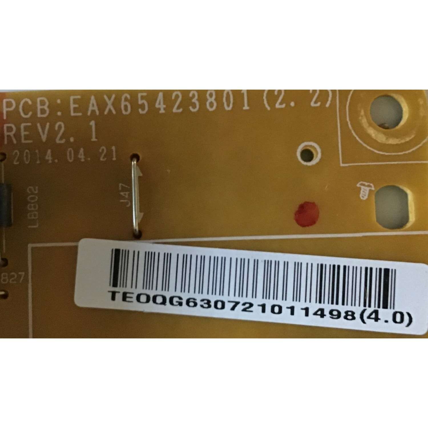 KIT DE TARJETAS PARA TV LG / NUMERO DE PARTE MAIN 62841583 / EBT62841583 / EAX65391004 / FUENTE 63072101 / EAY63072101 / EAX65423801 / T-CON 3653A  / 6871L-3653A / 6870C-0471D / PANEL LC550DUE (FG)(A4) / MODELO 55LB5900-UV / 55LB5900-UV.BUSWLJR - Imagen 2